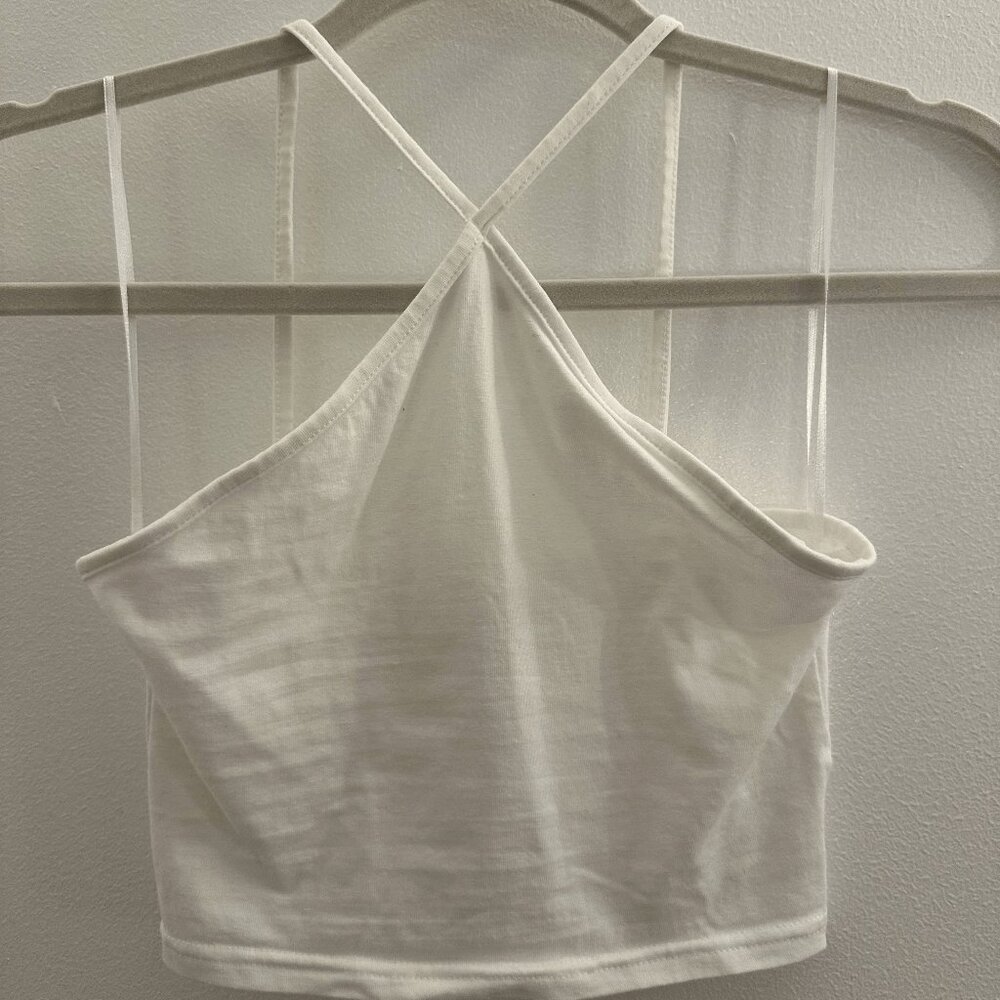 White Cross Halter Top